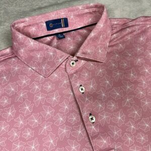 Stitch Golf Polo Shirt Mens XL Pink Clover Floral Performance 231SA0205 Trex